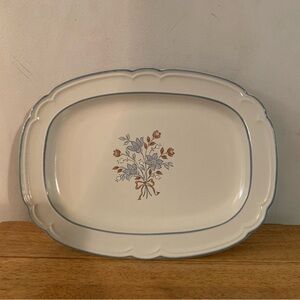 Cordella Collection Stoneware Bluet Flower Rectangular Serving Platter